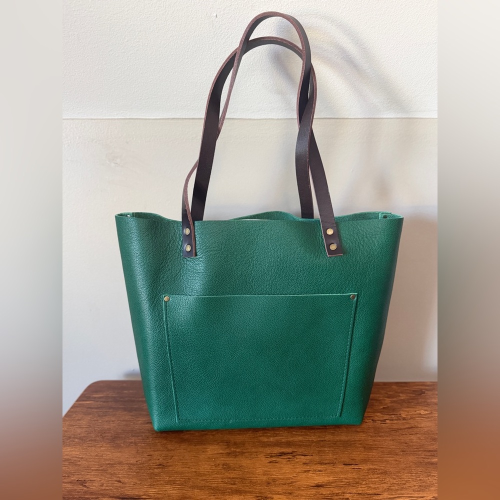 Portland Leather Bacalar Green Leather Tote Bag Large Classic